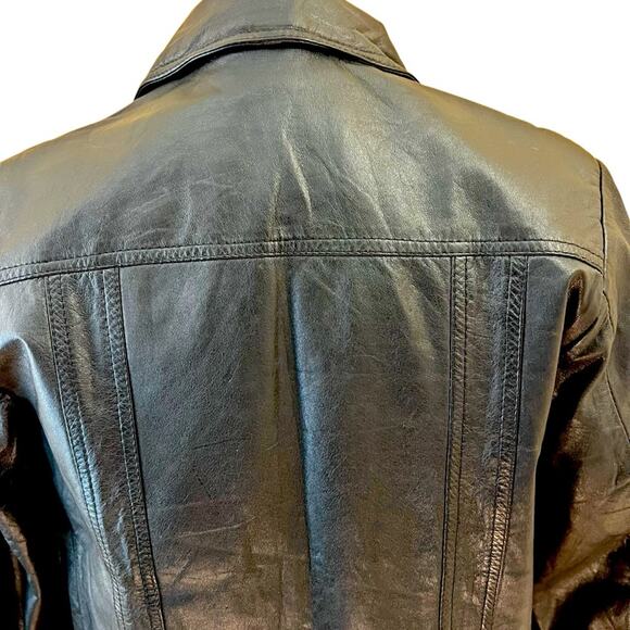 Vintage 1970s/80s Spanish Leather Jacket – Black Zip-Up, Pockets, Size 38 (S/M) - Picture 3 of 11